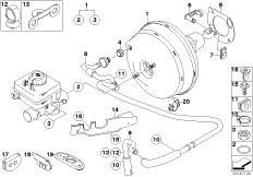 Вакуумный усилитель тормозов для BMW E60 525i N52 (схема запасных частей)