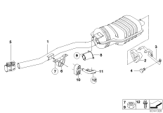 Задний дополнительный глушитель для BMW E46 318d M47 (схема запасных частей)