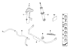 Детали спорт.ход.части J.Cooper Works для MINI R50 One D W17 (схема запасных частей)