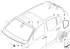 Остекление для BMW E87 118d M47N2 (схема запасных частей)