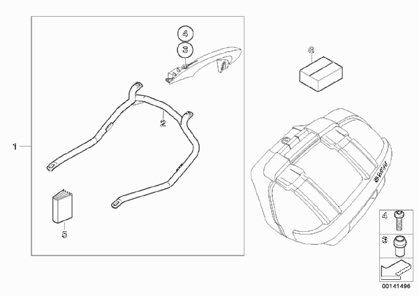 Держатель чемодана/дополнит. элементы для BMW K40 K 1300 S (0508,0509) 0 (схема запчастей)