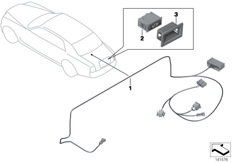 Жгут проводов, крышка багажника для BMW RR1 Phantom N73 (схема запчастей)