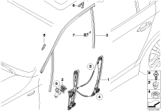 Механизм перемещения стекла двери Пд для BMW E87N 116i 1.6 N43 (схема запасных частей)