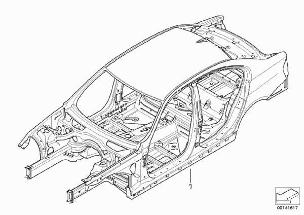 Каркас кузова для BMW E90 328i N51 (схема запчастей)