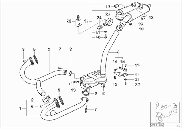 Детали системы выпуска ОГ с креплением для MOTO 259S R 1100 S 98 (0422,0432) 0 (схема запчастей)