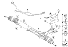 Рулевой механизм с гидроусилителем для BMW E63 M6 S85 (схема запасных частей)
