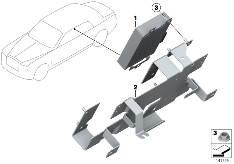 Модуль наушников для BMW RR1 Phantom N73 (схема запчастей)