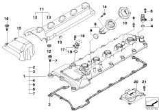 Крышка головки блока цилиндров для BMW E63 M6 S85 (схема запасных частей)