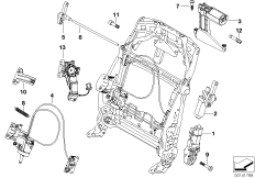 Сиденье Пд, э/оборуд. и приводы спинки для BMW E60 525i N52 (схема запасных частей)