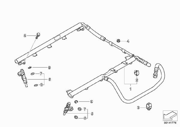Клапаны/трубопроводы системы впрыска для BMW E60 M5 S85 (схема запчастей)
