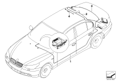 Антенный кабель радиоприемник/ТВ для BMW E60 525i N52 (схема запасных частей)