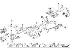 Теплоизоляция для BMW E87 120i N46 (схема запасных частей)