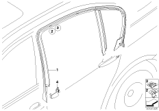 Накладки и уплотнения двери Зд для BMW E91N 335xi N54 (схема запасных частей)