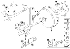 Вакуумный усилитель тормозов для BMW E61 530xi N52 (схема запасных частей)