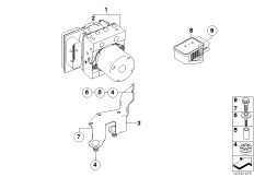 Гидроагрегат DSC/крепление/датчики для BMW E63 645Ci N62 (схема запасных частей)