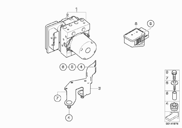 Гидроагрегат DSC/крепление/датчики для BMW E64 645Ci N62 (схема запчастей)