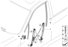 Механизм перемещения стекла двери Пд для BMW E91 335i N54 (схема запасных частей)
