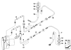 Трубопровод тормозной системы Зд (S541A) для BMW E61 525i M54 (схема запасных частей)