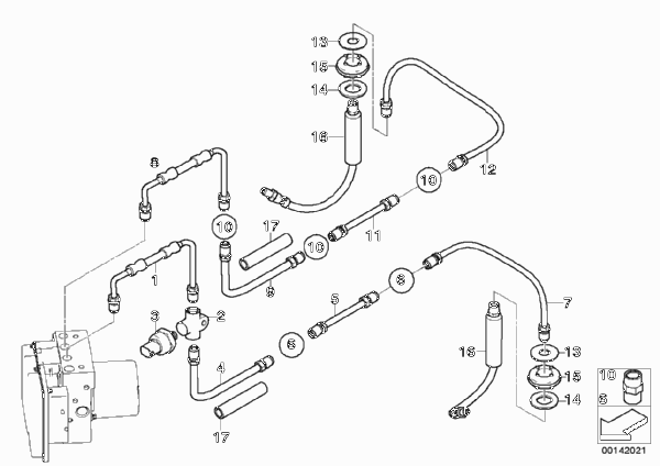 Трубопровод тормозной системы Зд (S541A) для BMW E60 530i N52 (схема запчастей)