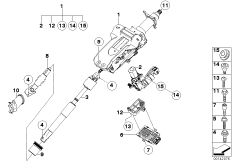 Рулевая колонка с электропр./доп.детали для BMW E66 735Li N62 (схема запасных частей)