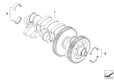 коленчатый вал с вкладышами подшипников для BMW K43 K 1200 R Sport (0585,0595) 0 (схема запасных частей)