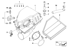 Глушитель шума всасыв./сменн.эл.фильтра для BMW E60N 535d M57N2 (схема запасных частей)