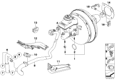 Вакуумный усилитель тормозов для BMW E66 730Ld M57N2 (схема запасных частей)