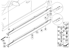 Накладка M порог / арка колеса для BMW E60 545i N62 (схема запасных частей)