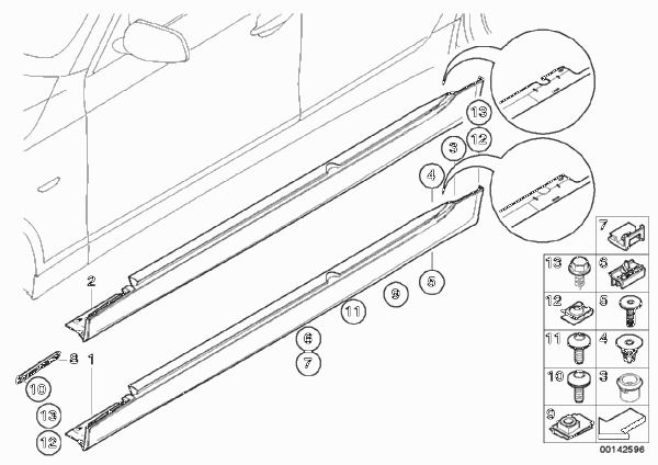 Накладка M порог / арка колеса для BMW E61N 530d M57N2 (схема запчастей)