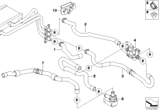 Водяные шланги насос-клапан IHKA High для BMW E61N M5 S85 (схема запасных частей)