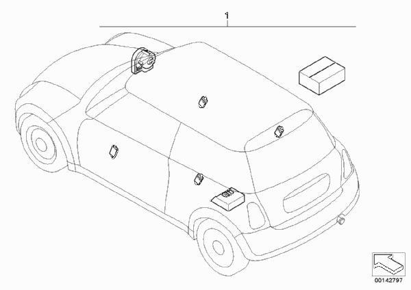 Комплект дооснащения сигнализации для BMW R52 Cooper S W11 (схема запчастей)