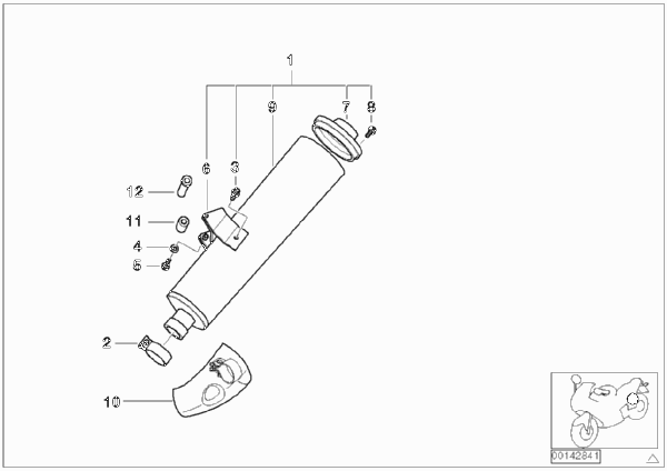 Задний дополнительный глушитель для BMW R28 R 850 R 02 (0428) 0 (схема запчастей)