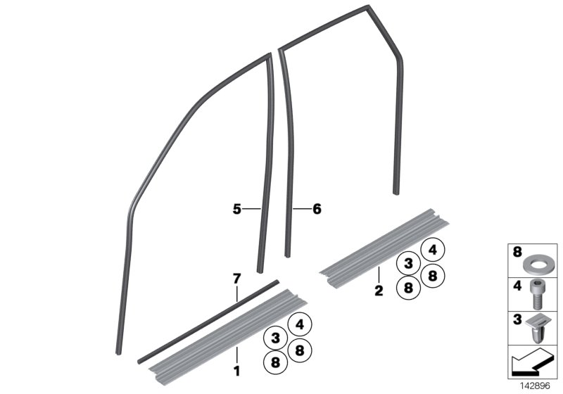 Защитная окантовка/накладка порога для BMW RR1 Phantom N73 (схема запчастей)