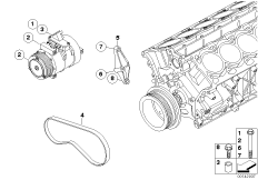 Доп.элем.компресс.кондиц./ремен.привод для BMW E65 730i M54 (схема запасных частей)