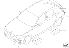 Комплект дооснащения PDC Пд и Зд для BMW E81 118i N46N (схема запасных частей)