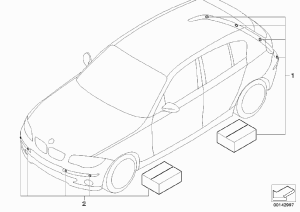 Комплект дооснащения PDC Пд и Зд для BMW E87 120i N46 (схема запчастей)