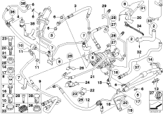 Трубопр.гидроус.рул.упр./Dynamic Drive для BMW E61 525d M57N (схема запасных частей)
