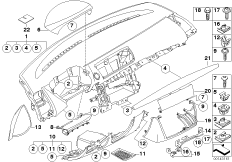 облицовка панели приборов для BMW E87 118d M47N2 (схема запасных частей)