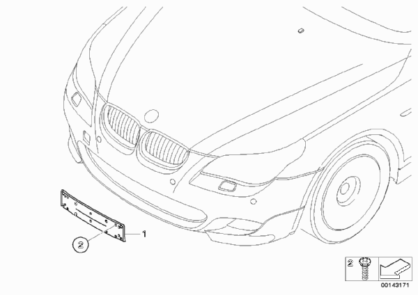 Доосн.основанием пер.номерного знака для BMW E60 523i N52 (схема запчастей)