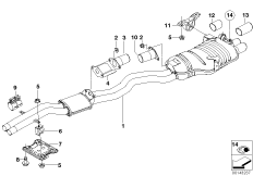 Промежуточный и Зд дополнит.глушители для BMW E46 320Ci M54 (схема запасных частей)