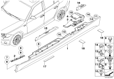 Накладка порог / арка колеса для BMW E87 120i N46 (схема запасных частей)