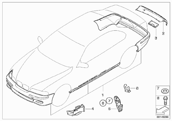 К-т доосн.аэродинамическим к-том в M-ст. для BMW E46 316Ci N40 (схема запчастей)