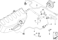 Двигатель с вакуумной сист.управления для BMW E46 M3 S54 (схема запасных частей)