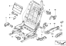 Сиденье Пд, э/оборудование и приводы для BMW E64 650i N62N (схема запасных частей)