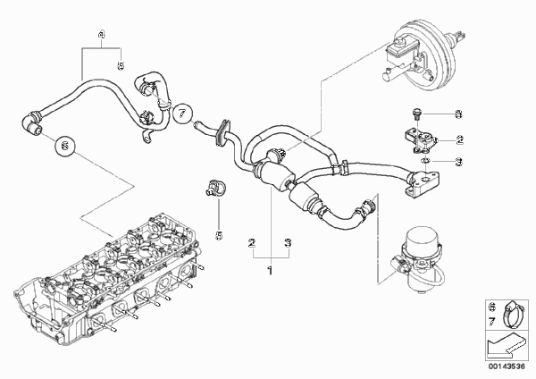 Двигатель с вакуумной сист.управления для BMW E60 M5 S85 (схема запчастей)