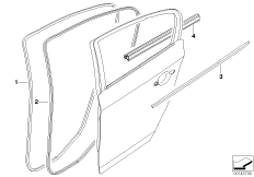 Уплотнитель двери сзади для BMW E87N 116i 1.6 N43 (схема запасных частей)