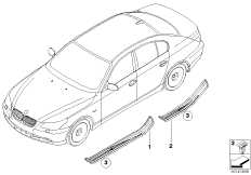 Дооснащение накладкой порога в M-стиле для BMW E61 525i N52 (схема запасных частей)