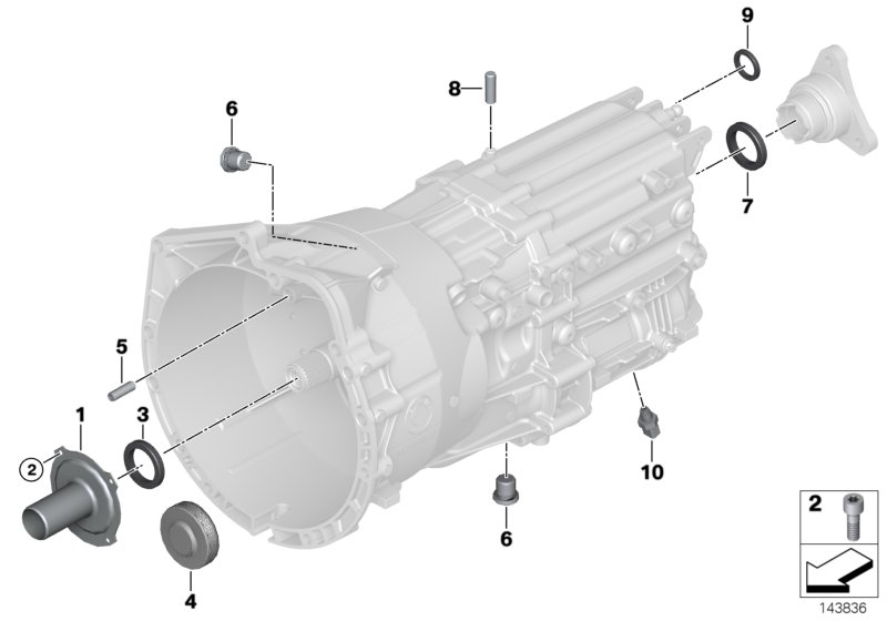 GS6-53BZ/DZ Картер и доп.элементы для BMW E46 330Cd M57N (схема запчастей)