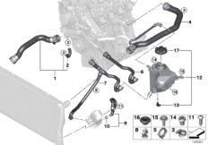 Водяной шланг системы охлаждения для BMW E91 318d M47N2 (схема запасных частей)