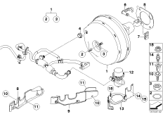 Вакуумный усилитель тормозов для BMW E60 M5 S85 (схема запасных частей)